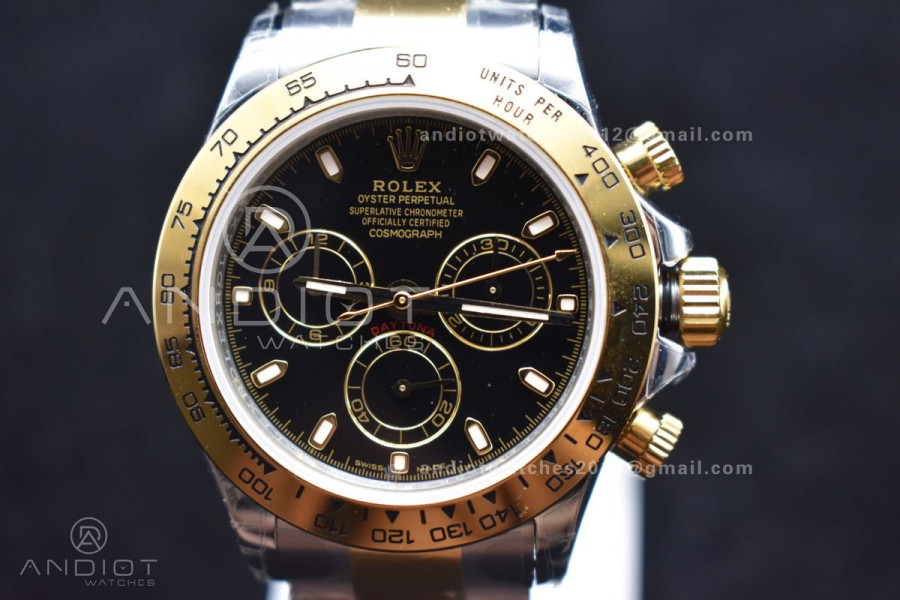 Daytona SS/YG TWF YG Bezel Black Dial on SS/YG Bracelet A7750