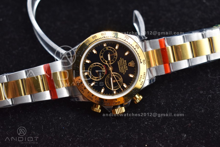 Daytona SS/YG TWF YG Bezel Black Dial on SS/YG Bracelet A7750
