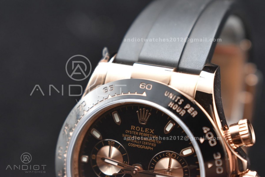 Daytona RG TWF Black Ceramic Bezle Black Dial on Black Rubber Strap A7750