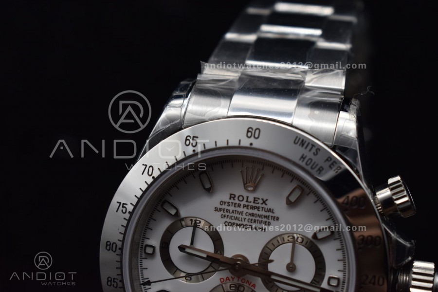 Daytona SS TWF SS Bezle White Dial on SS Brcelet A4130 