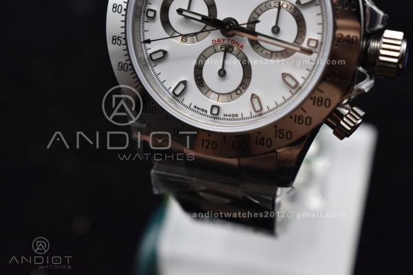 Daytona SS TWF SS Bezle White Dial on SS Brcelet A...
