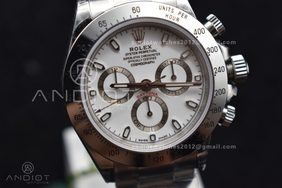 Daytona SS TWF SS Bezle White Dial on SS Brcelet A4130 