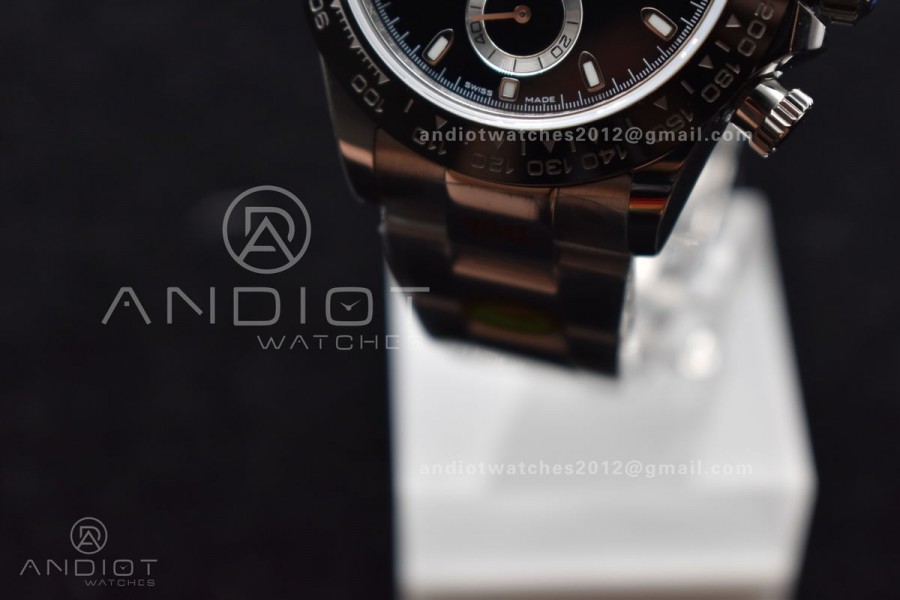 Daytona SS TWF Black Ceramic Bezel Black Dial on SS Bracelet A7750