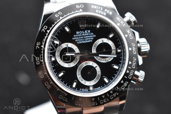 Daytona SS TWF Black Ceramic Bezel Black Dial on S...