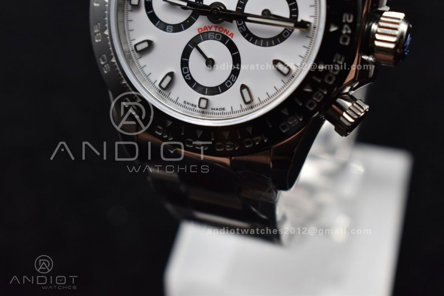 Daytona SS TWF Black Ceramic Bezle White Dial on SS Brcelet A4130 