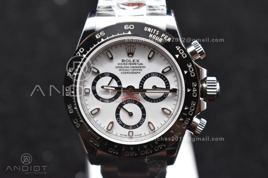 Daytona SS TWF Black Ceramic Bezle White Dial on SS Brcelet A4130 