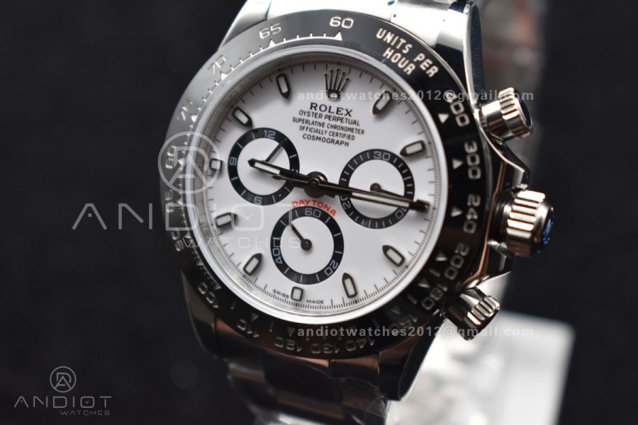 Daytona SS TWF Black Ceramic Bezle White Dial on SS Brcelet A4130 