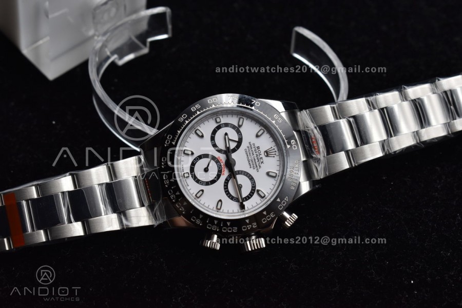 Daytona SS TWF Black Ceramic Bezle White Dial on SS Brcelet A4130 
