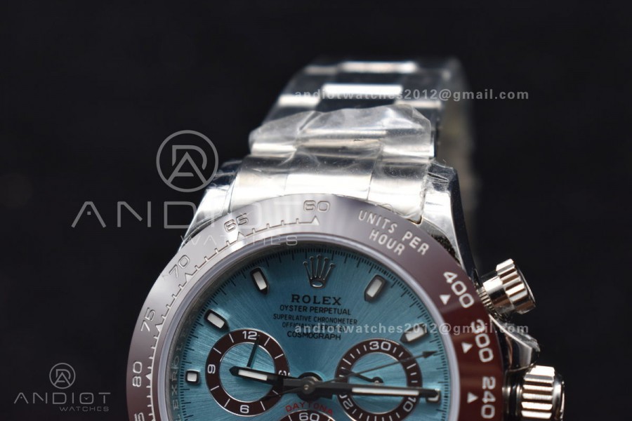 Daytona SS TWF Brown Ceramic Bezel Blue Dial on SS Bracelet A7750