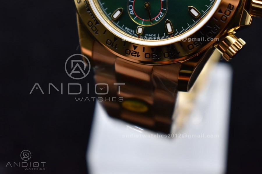 Daytona YG TWF YG Bezle Green Dial on YG Brcelet A7750