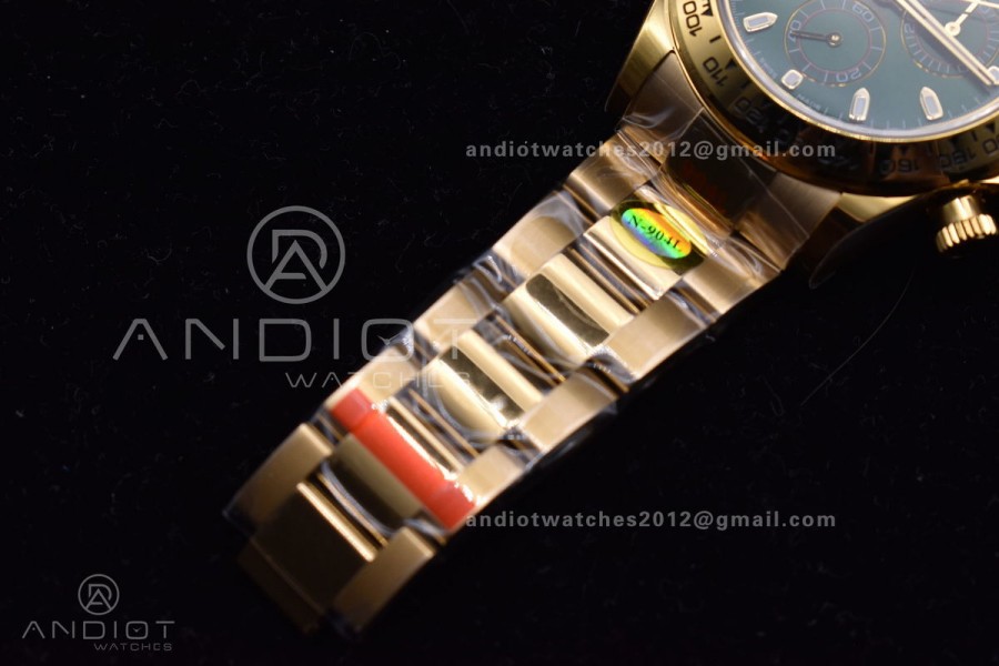 Daytona YG TWF YG Bezle Green Dial on YG Brcelet A7750