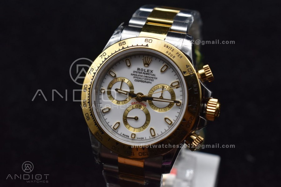 Daytona SS/YG TWF YG Bezel White Dial on SS/YG Bracelet A7750