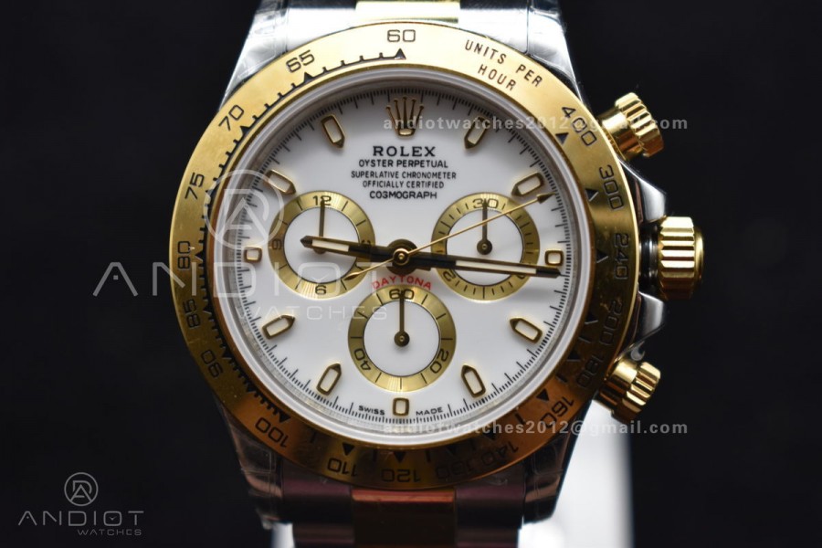 Daytona SS/YG TWF YG Bezel White Dial on SS/YG Bracelet A7750