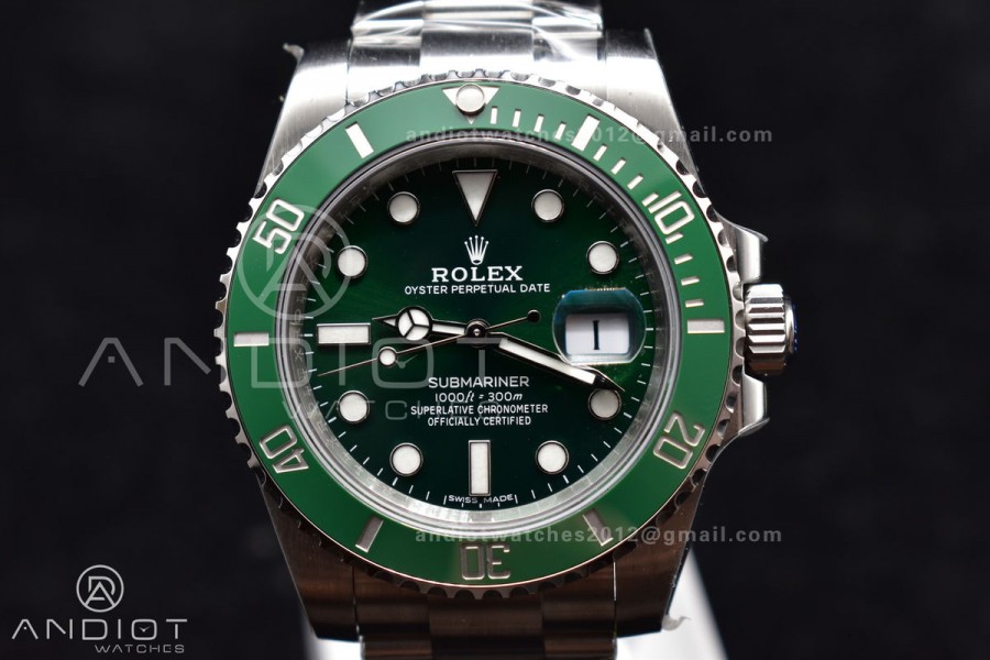 Submariner 116610 LV Green Ceramic C+F 904L 1:1 Best Edition On SS Bracelet VR3135