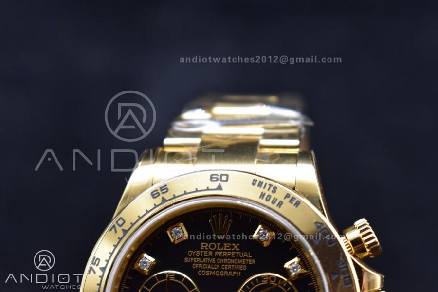 Daytona 116508 Clean 1:1 Best Edition Black/YG Dial On YG Bracelet SA4130