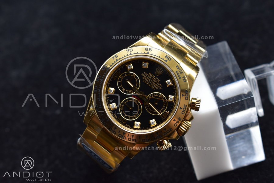 Daytona 116508 Clean 1:1 Best Edition Black/YG Dial On YG Bracelet SA4130