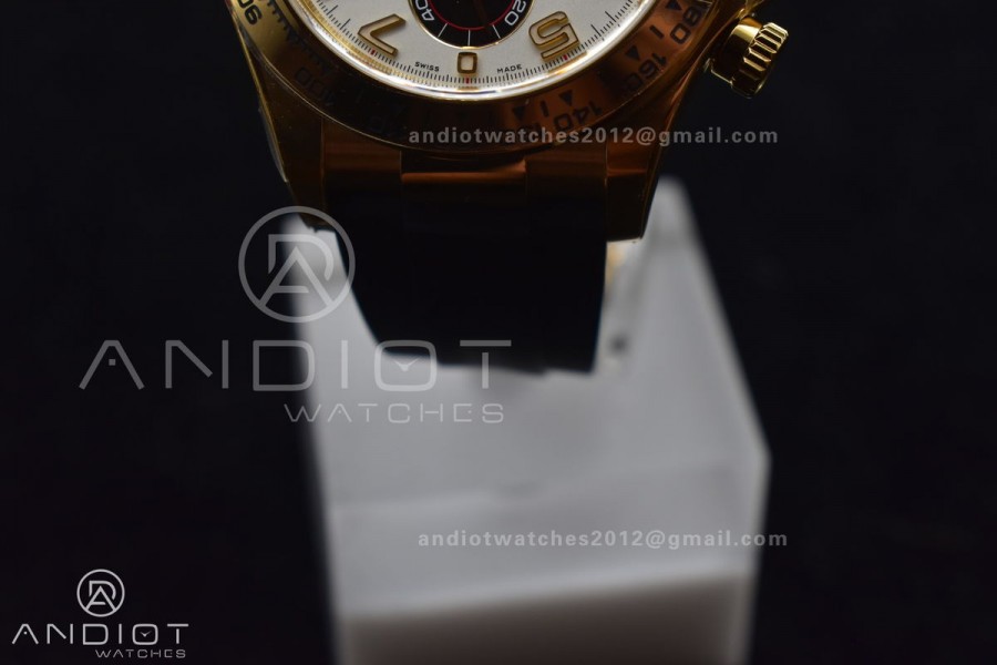 Daytona 116519 Clean 1:1 Best Edition 904L SS Case Gold/Black Dial On Rubber Strap SA4130 V2