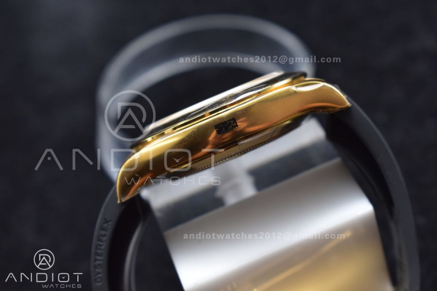 Daytona 116519 Clean 1:1 Best Edition 904L SS Case Gold/Black Dial On Rubber Strap SA4130 V2