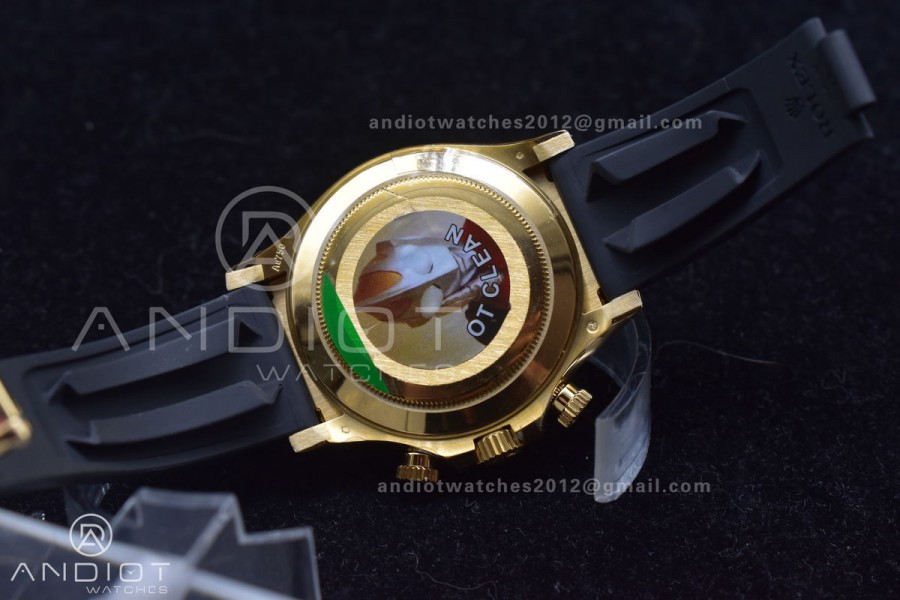 Daytona 116519 Clean 1:1 Best Edition 904L SS Case Gold/Black Dial On Rubber Strap SA4130 V2