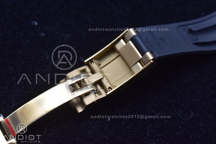 Daytona 116519 Clean 1:1 Best Edition 904L SS Case Gold/Black Dial On Rubber Strap SA4130 V2
