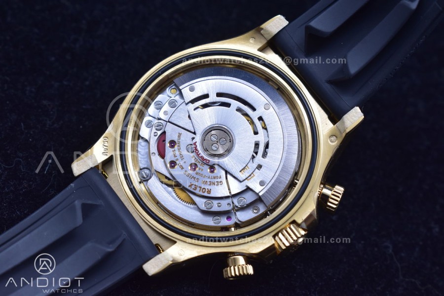 Daytona 116519 Clean 1:1 Best Edition 904L SS Case Gold/Black Dial On Rubber Strap SA4130 V2