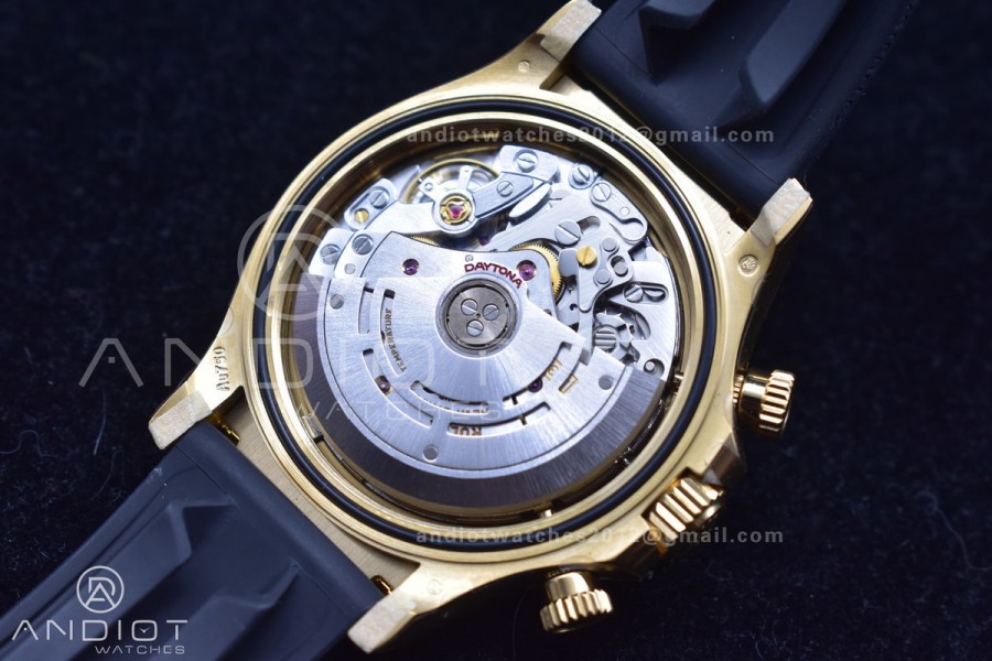 Daytona 116519 Clean 1:1 Best Edition 904L SS Case Gold/Black Dial On Rubber Strap SA4130 V2