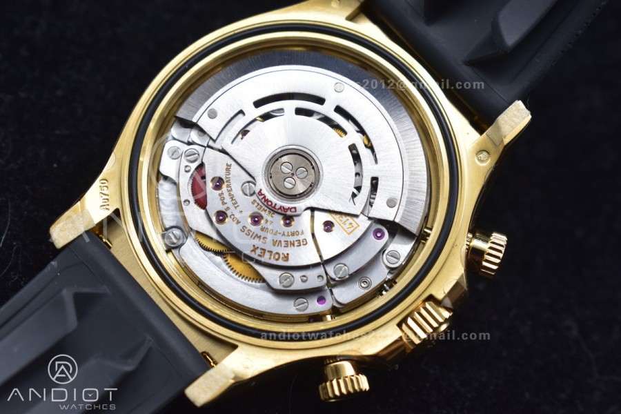 Daytona 116519 Clean 1:1 Best Edition 904L SS Case Gold/Black Dial On Rubber Strap SA4130 V2