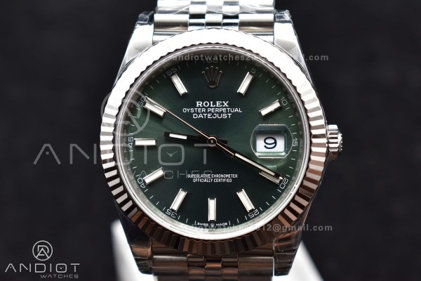 DateJust 41 126334 VSF 1:1 Best Edition 904L Steel Green Stick Dial on Jubilee Bracelet VS3235