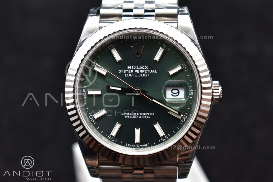 DateJust 41 126334 VSF 1:1 Best Edition 904L Steel Green Stick Dial on Jubilee Bracelet VS3235