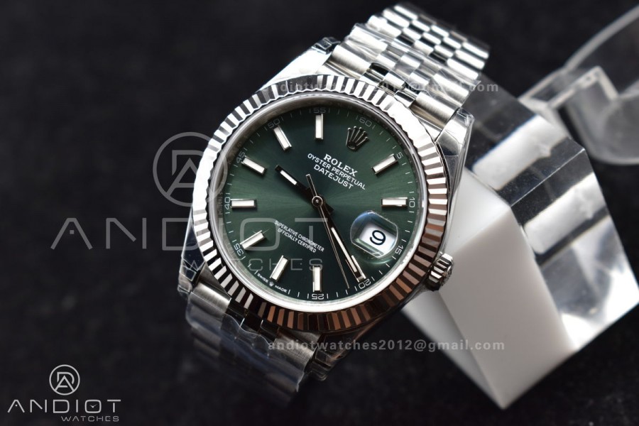 DateJust 41 126334 VSF 1:1 Best Edition 904L Steel Green Stick Dial on Jubilee Bracelet VS3235