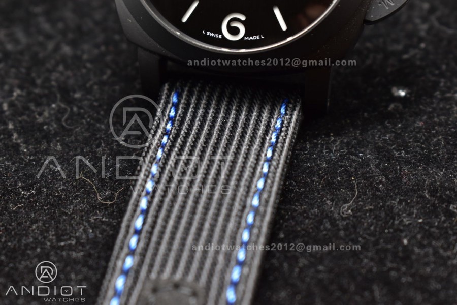 PAM1176 X Luminor GMT 44mm Carbon VSF 1:1 Best Edition Black Dial on Black Nato Strap P.9010 Super Clone