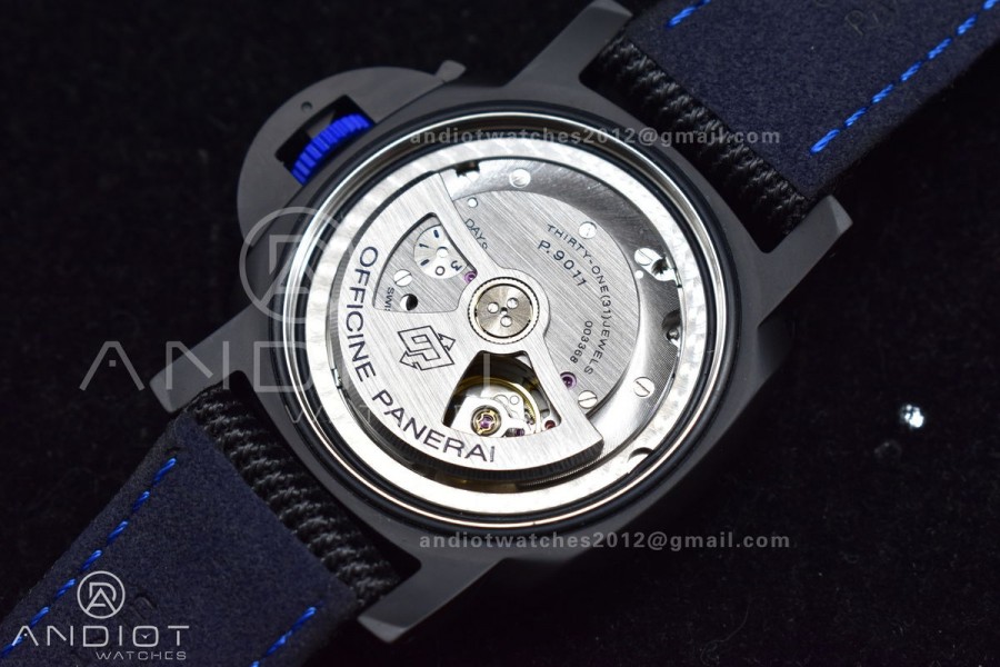 PAM1176 X Luminor GMT 44mm Carbon VSF 1:1 Best Edition Black Dial on Black Nato Strap P.9010 Super Clone