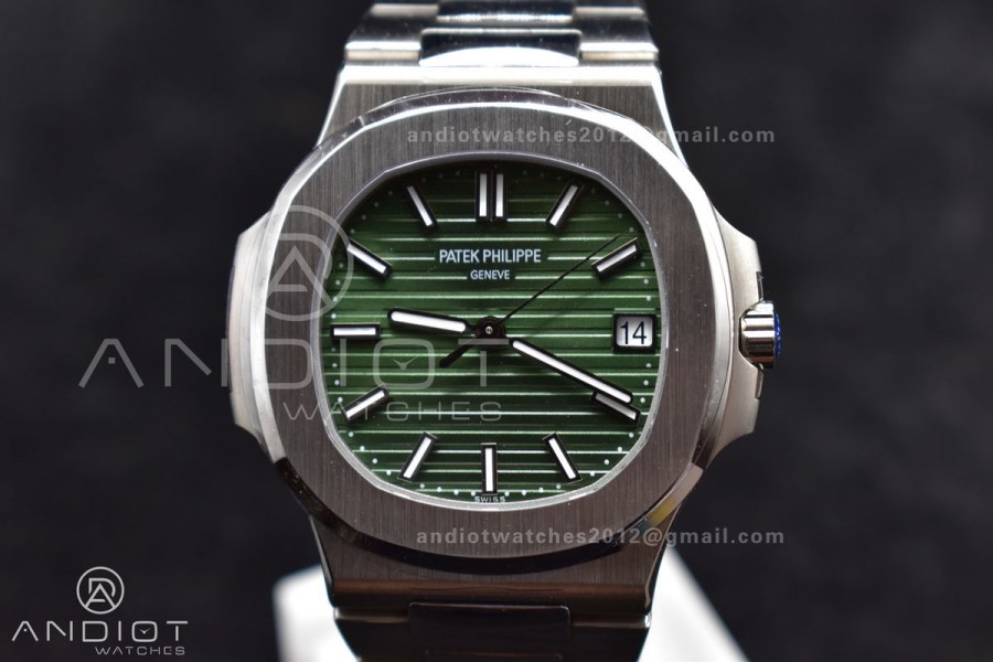 Nautilus 5711/1A 3KF 1:1 Best Edition Green Textured Dial On SS Bracelet A324 Super Clone V2