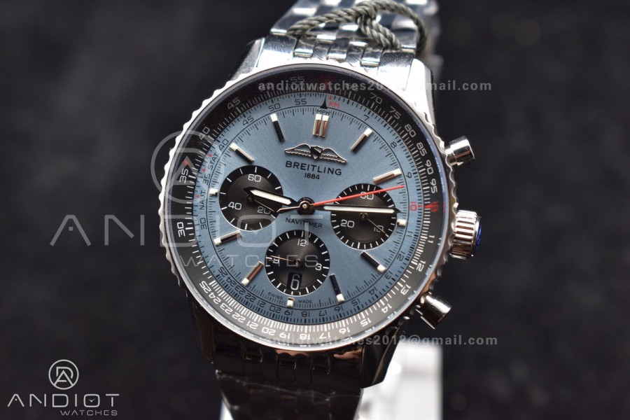 Navitimer SS 43mm BLS 1:1 Best Edition Blue Dial on SS Bracelet A7750