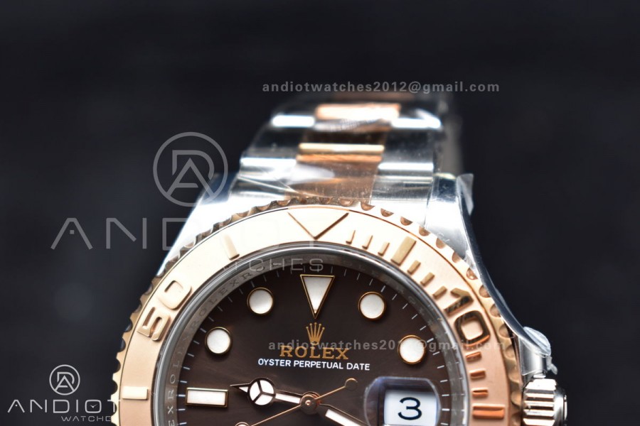 Yacht-Master 126621 Clean 1:1 Best Edition Rose Gold Plated 904L Steel Brown Dial On SS Bracelet VR3235
