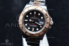 Yacht-Master 126621 Clean 1:1 Best Edition Rose Gold Plated 904L Steel Black Dial On SS Bracelet VR3235