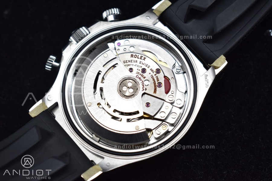 Daytona 116519 Clean 1:1 Best Edition 904L SS Case Silver/Black Dial on Rubber Strap SA4130 V2