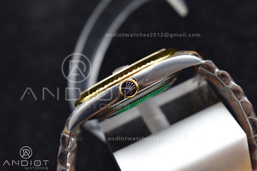 DateJust 41 SS/YG Fluted Bezel KING 1:1 Best Edition 904L Steel Gray Dial Green Roman on Jubilee Bracelet VR3235
