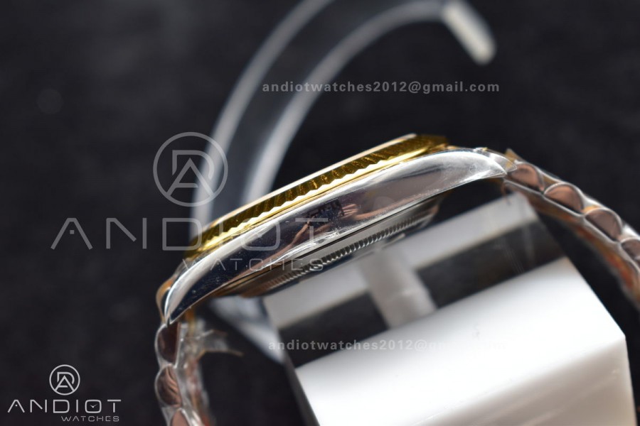 DateJust 41 SS/YG Fluted Bezel KING 1:1 Best Edition 904L Steel Gray Dial Green Roman on Jubilee Bracelet VR3235