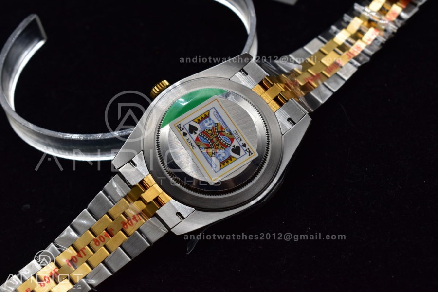 DateJust 41 SS/YG Fluted Bezel KING 1:1 Best Edition 904L Steel Gray Dial Green Roman on Jubilee Bracelet VR3235