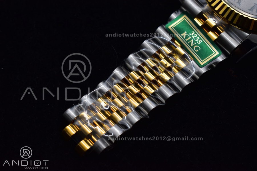 DateJust 41 SS/YG Fluted Bezel KING 1:1 Best Edition 904L Steel Gray Dial Green Roman on Jubilee Bracelet VR3235