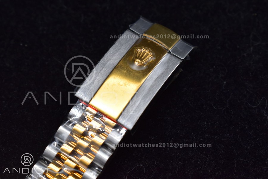 DateJust 41 SS/YG Fluted Bezel KING 1:1 Best Edition 904L Steel Gray Dial Green Roman on Jubilee Bracelet VR3235
