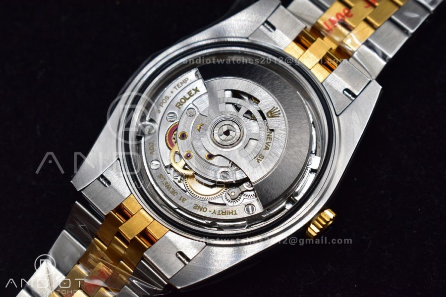 DateJust 41 SS/YG Fluted Bezel KING 1:1 Best Edition 904L Steel Gray Dial Green Roman on Jubilee Bracelet VR3235