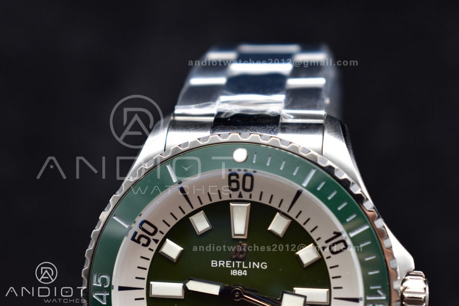 SuperOcean Automatic 44 TF 1:1 Best Edition Green Ceramic Bezel Green/White Dial on SS Bracelet A2824