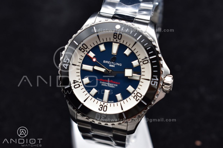 SuperOcean Automatic 44 TF 1:1 Best Edition Blue/White Dial on SS Bracelet A2824