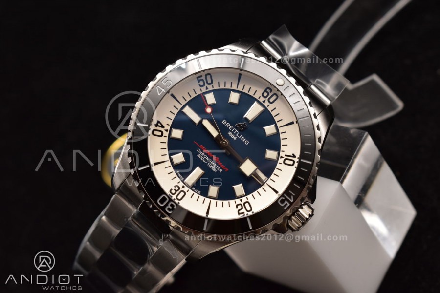 SuperOcean Automatic 44 TF 1:1 Best Edition Blue/White Dial on SS Bracelet A2824