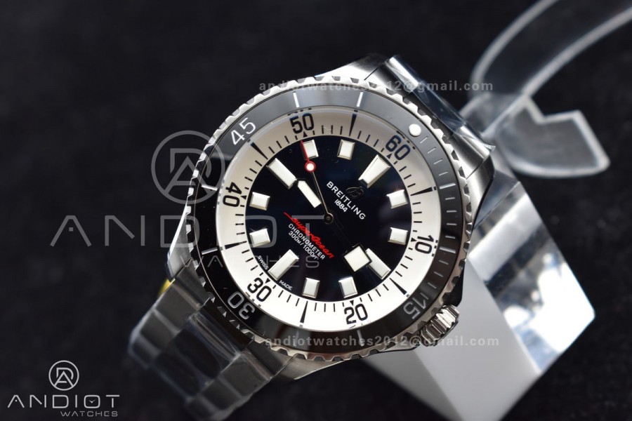 SuperOcean Automatic 44 TF 1:1 Best Edition Black/White Dial on SS Bracelet A2824