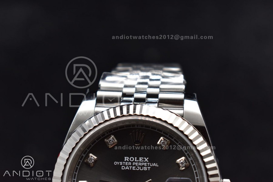 DateJust 41 SS 126334 Clean 1:1 Best Edition 904L Steel Grey Diamonds Dial On Jubilee Bracelet VR3235
