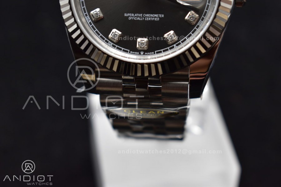 DateJust 41 SS 126334 Clean 1:1 Best Edition 904L Steel Grey Diamonds Dial On Jubilee Bracelet VR3235