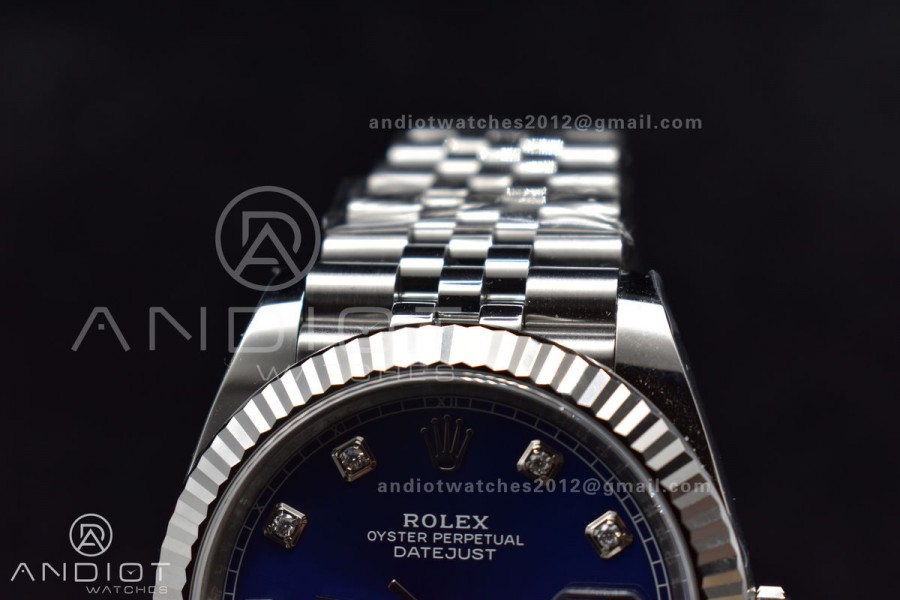DateJust 41 SS 126334 Clean 1:1 Best Edition 904L Steel Blue Diamonds Dial On Jubilee Bracelet VR3235